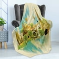 thumbnail image 4 of San Diego Soft Flannel Fleece Throw Blanket, Panoramic Cityscape Watercolor Style USA Illustration Tourism Travel Concept, Cozy Plush for Indoor and Outdoor Use, 50" x 70", Multicolor, by Ambesonne, 4 of 5