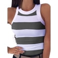 thumbnail image 1 of Innerwin Débardeurs Rayés T-Shirts Femmes Sport Sans Manches Ajusté Été Gris 5TG, 1 of 2