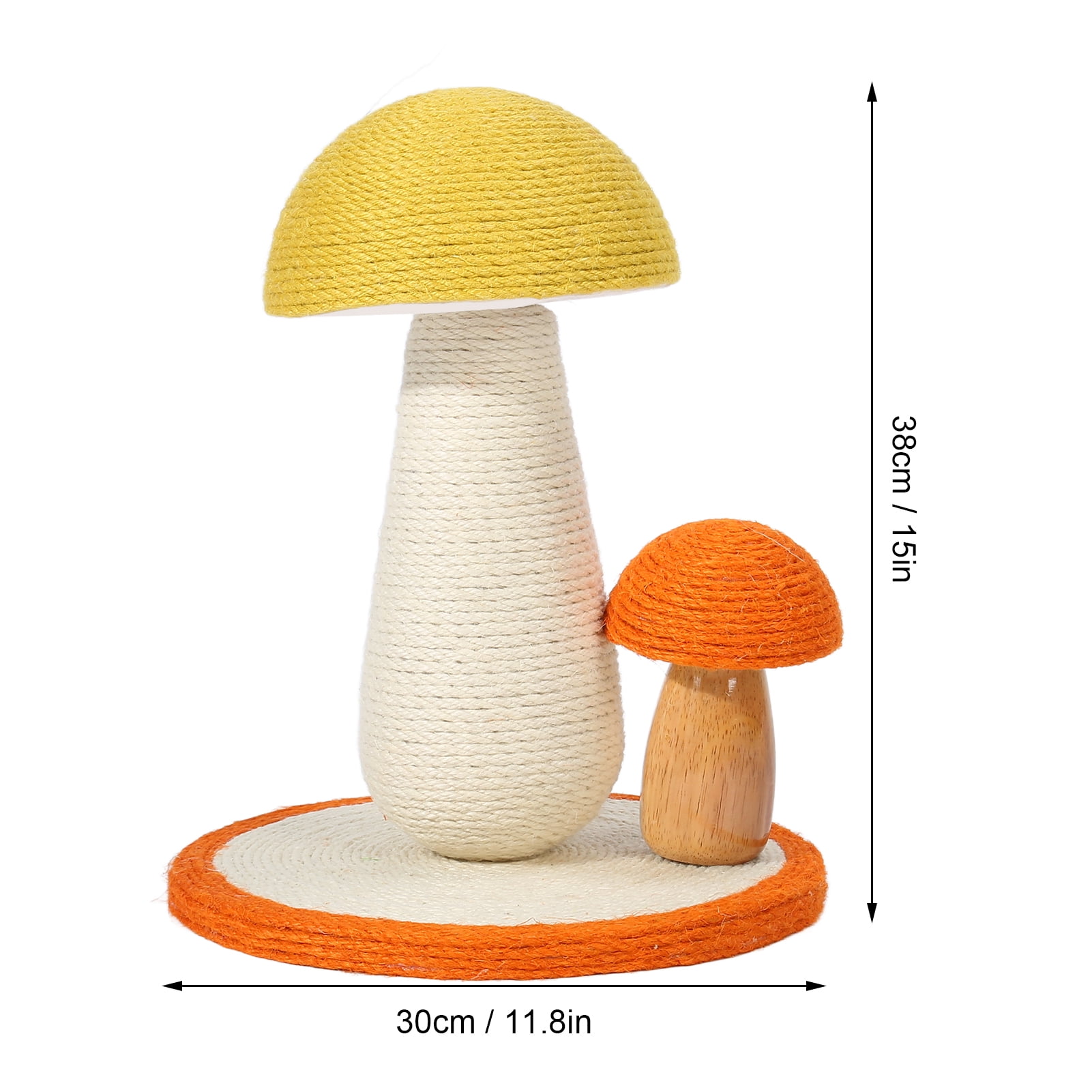 LAZIOEGR Cat Scratching Post Claw Grinding Interactive Mushroom Shape Sisal Kitten Climbing Scratcher Toy for Indoor Cats, Protects Furniture, Durable Wood Base, 11.8 x 15 inches / 30 x 38 cm