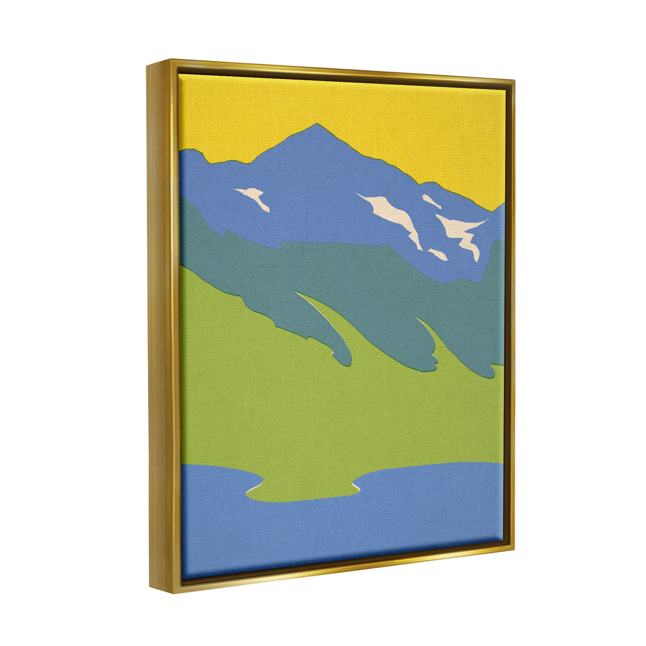 Stupell Industries Modern Mountain Sea Landscape Graphic Art Metallic Gold Floating Framed Canvas Print Wall Art, Design by Jacob Green