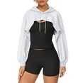 thumbnail image 3 of Gsakboxl Cardigan Sweaters for Women Cropped Long Sleeve Hooded Sweatshirt, Athletic Workout Yoga Top For Teen Girls Fashion Sportswear, 3 of 6