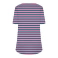 thumbnail image 5 of Otvok Womens New Short Sleeve Round Neck Pullover Chest Pleated Striped Print Tops, 5 of 6