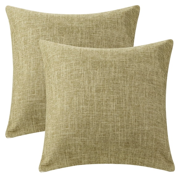 REGALWOVEN Linen Farmhouse Decorative Throw Pillow Covers Rustic Square Cushion Covers Set of 2 for Home Sofa Couch Khaki 20" x 20"