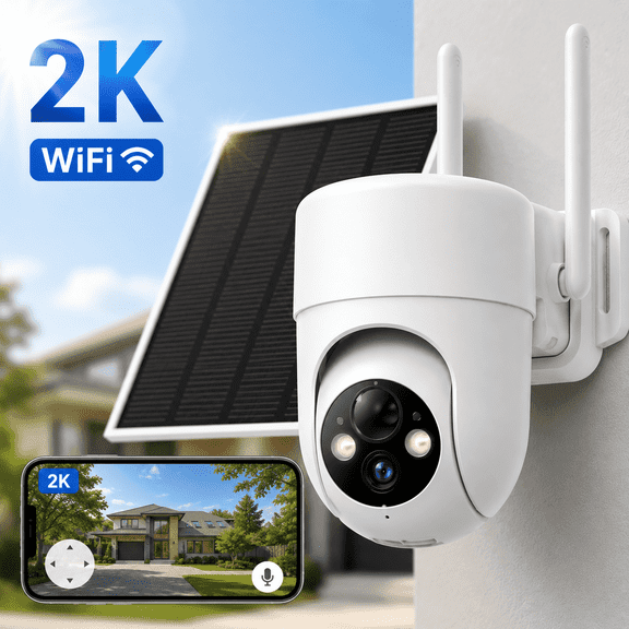 Liwan Solar Security Camera Wireless Outdoor, 2K WiFi Camera with 360° Coverage, Color Night Vision, Motion Alerts, Two-Way Audio & IP65 Weatherproof