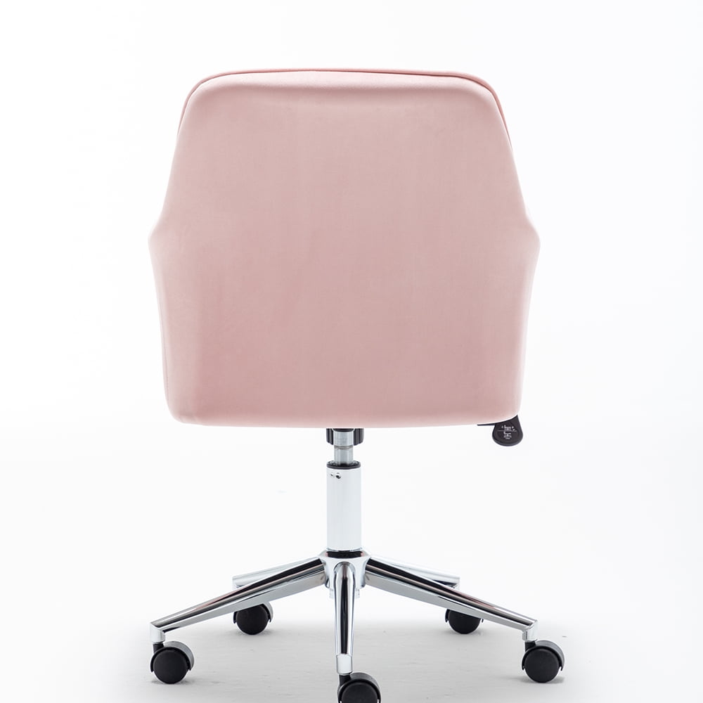 Kepooman Modern Adjustable Velvet Lounge Armchair, Living Room Study Office Swivel Chair with Backrest, Pink Kepooman Modern Adjustable Velvet Lounge Armchair, Living Room Study Office Swivel Chair with Backrest, Pink