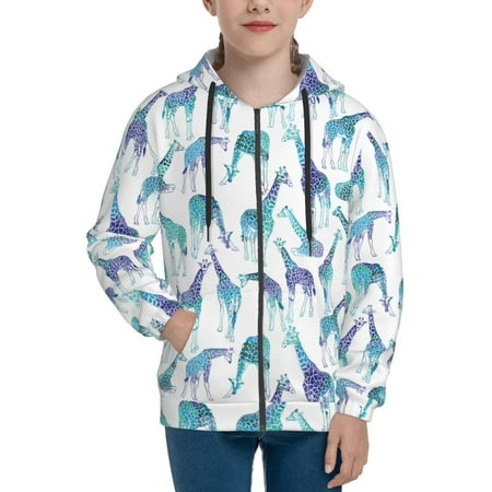 

Hoodies for Women cool giraffe Long Sleeve Sweatshirt Drawstring Zip Up Hoodie with Pockets Teen Girl Clothes