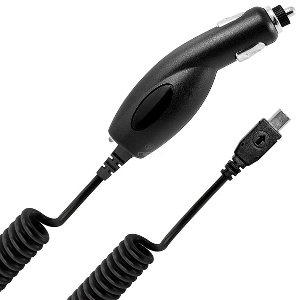 Rapid Micro USB Car Power Charger For LG Cookie Style Cell Phones [by NEM 3 feet Coiled Cord