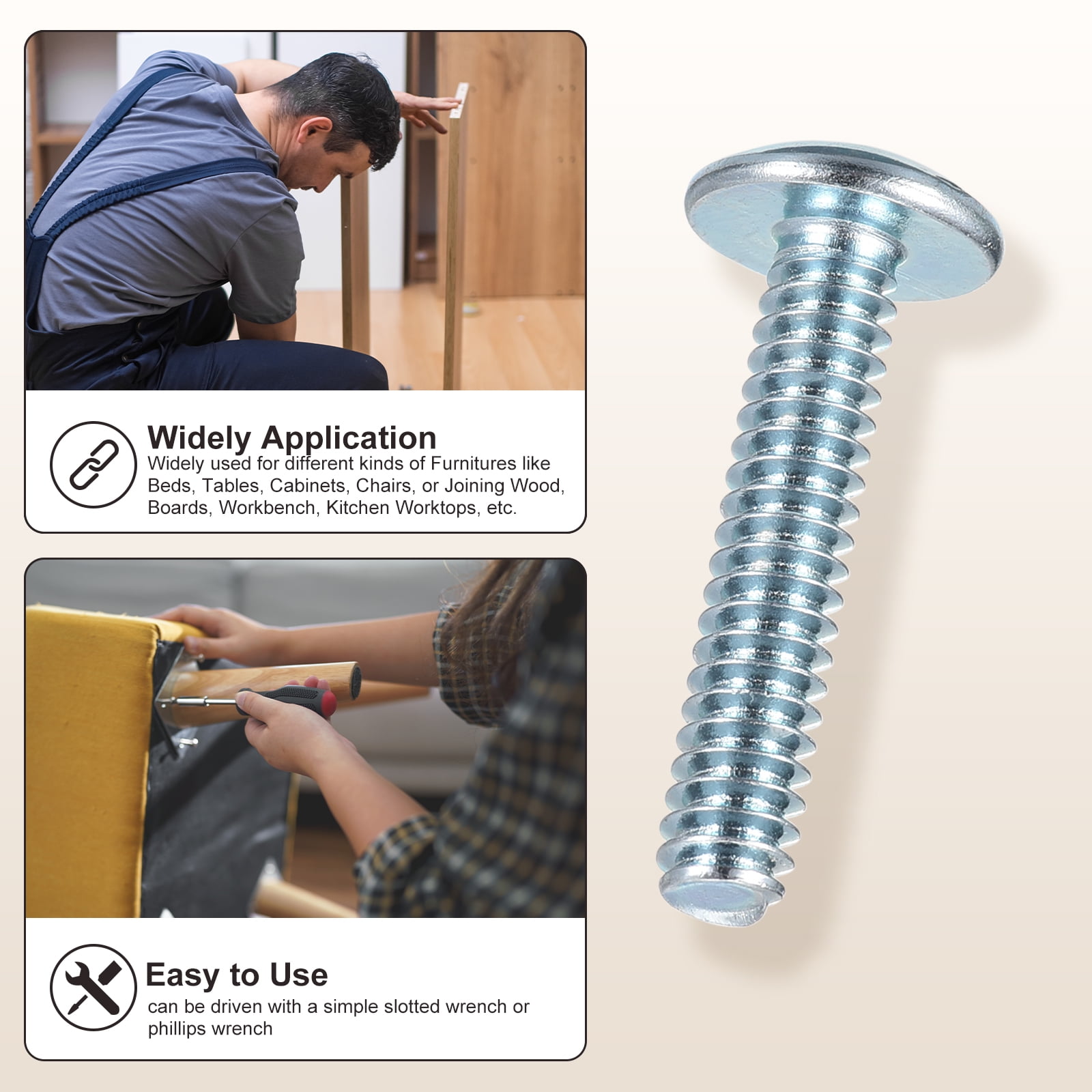 Uxcell Phillips Cross Flat Round Head Machine Screw Kit with Lock Nut (M5-0.8x25) 80Pcs, Stainless Steel Fasteners
