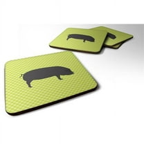 Carolines Treasures BB7757FC Devon Large Black Pig Green Foam Coaster, Set of 4