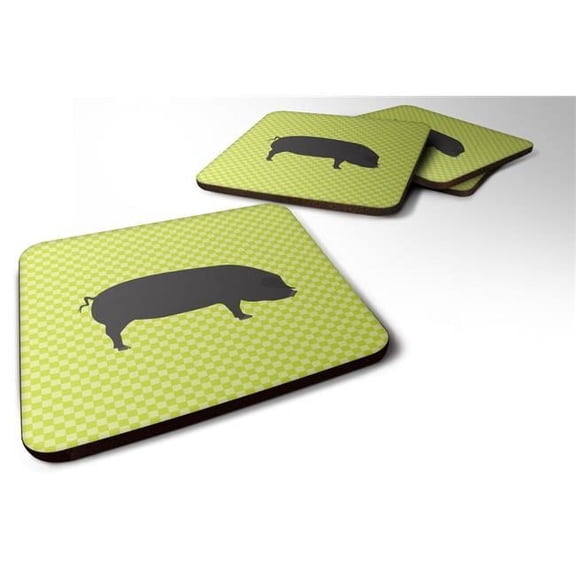 Devon Large Black Pig Green Foam Coaster, Set of 4