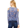 thumbnail image 3 of Ambiance Women's Juniors Long Sleeve Lacey Crop Top (M, Blue), 3 of 3
