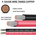 thumbnail image 2 of Marine Wire NOVINO, calibre 8, 20 pies, rojo y 20 pies, cobre estañado negro, 2 of 5