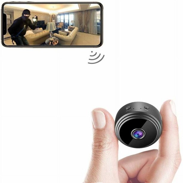 Mini cámara, HD WLAN Mini cámara de vigilancia Batería de larga duración WiFi Mini cámara Aplicación para teléfono celular en vivo Cámara de seguridad pequeña y compacta para interiores con