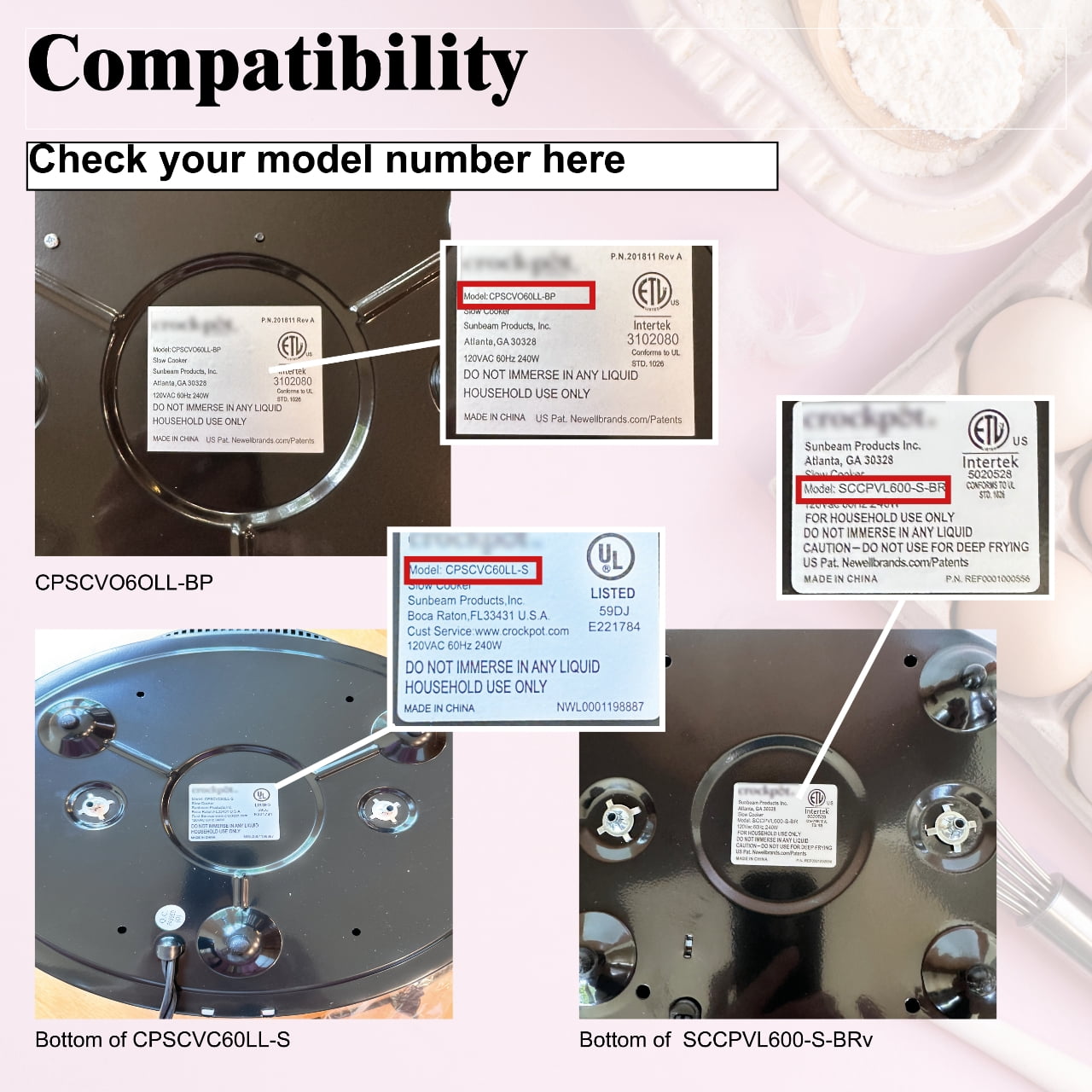 6qt oval glass lid replacement for Crockpot slow cooker models  CPSCVC70LLEC-DS ,SCCPVL600-S-BR ,CPSCV060LLBP and CPSCVC60LL-S