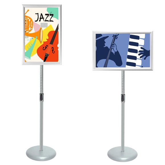 IN WHICH BAY Sign Stands Aluminum Guide Signage Guide Vertical Advertising Billboard Welcome Poster Licensing Display Heavy Duty Pedestal Stand Sign Holder (Silver)