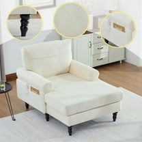 S-HOME Chenille Fabric Chaise Lounge Recliner Sofa in  with Comfortable Backrest Ideal for Bedroom or Office Use