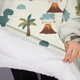 thumbnail image 3 of Oversized Wearable Blanket Hoodie,Light Green Dinosaurs Volcanoes Pattern Sherpa Blanket Hoodie with Super Pockets,Super Warm Fuzzy Pullover for Women & Men, 3 of 6