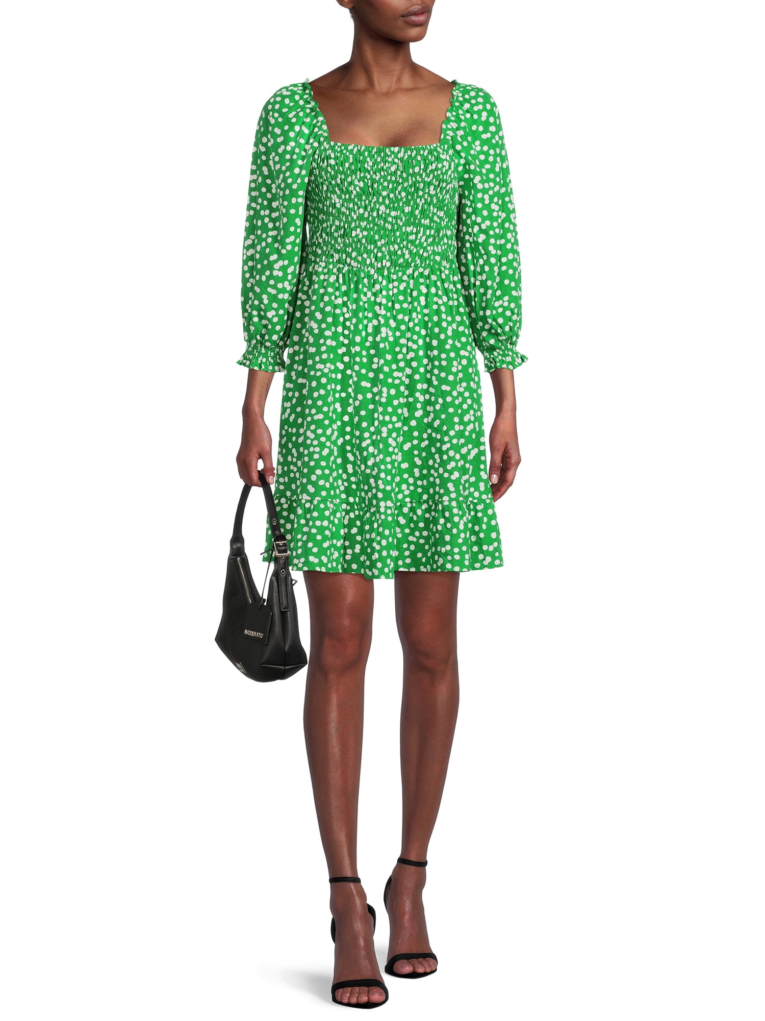 The Get Women's Long Sleeve Square Neck Mini Dress