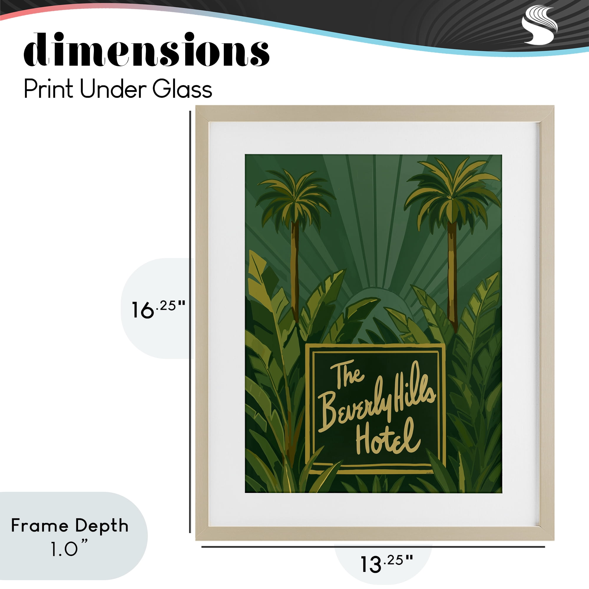 Stupell Industries Retro Beverly Hills Hotel Birch Framed Print Under Glass, design by Amelia Noyes