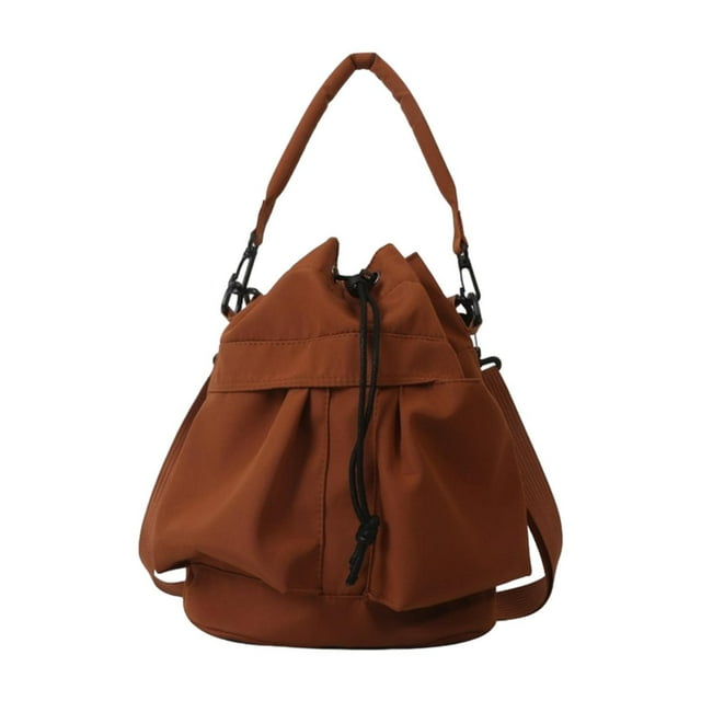Bolso bandolera con cordón para mujer, gran capacidad, almacenamiento, ligero, con gancho extraíble. Marrón