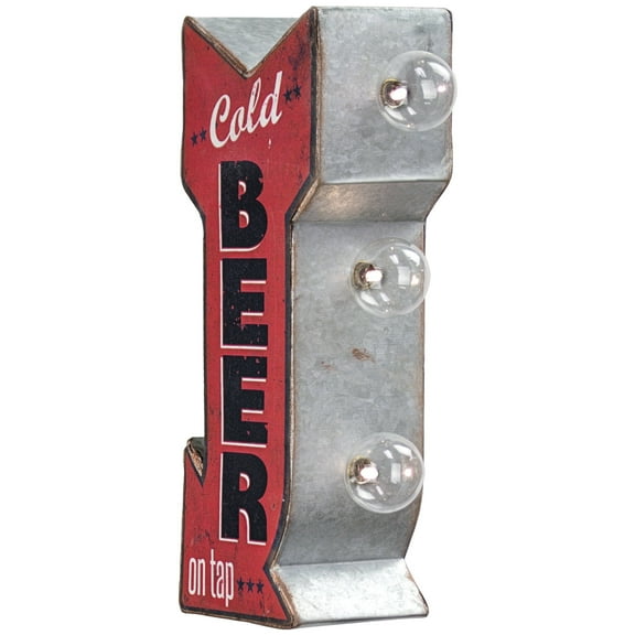 American Art Decor Cold Beer On Tap Vintage Mini LED Marquee Arrow Sign , Multi-color - 12" H x 3.5" L x 5.25" D