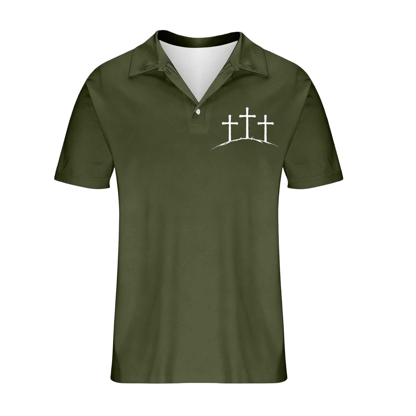Dolkfu Big and Tall Shirts for Men Business Polos Shirt Office Short Sleeve Graphic Green Men's T-Shirts XXL