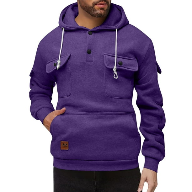 AUNVITO Women's Solid Color Hooded Sweatshirt Casual Pullover with Drawstring Long Sleeve Comfortable and Trendy