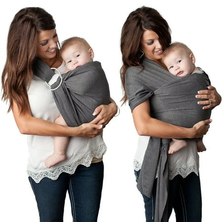 Kids N' Such 4 in 1 Baby Wrap Carrier and Ring Sling - Use as a Postpartum Belt or Nursing Cover - FREE Carrying Pouch - Best Baby Shower Gift for Boys or Girls - Premium Cotton Blend - Charcoal