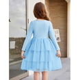 thumbnail image 4 of Arshiner Toddler Tutu Dress Girls Long Sleeve Fall Winter Tiered Formal Party Tulle Dresses for Kids, 4 of 6