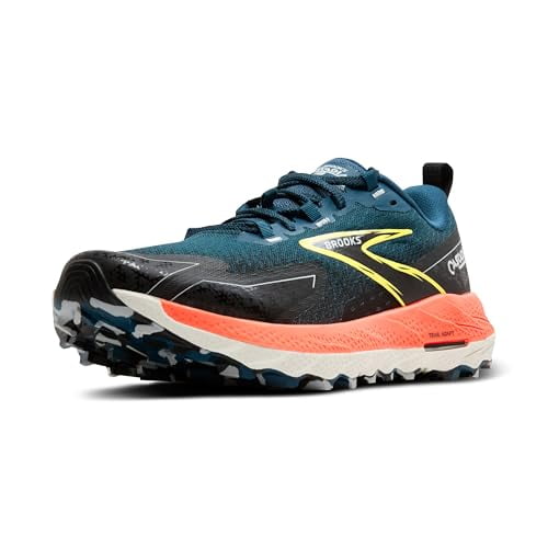 Brooks Men’s Cascadia 18 Mountain Trail Running Shoe - Legion Blue/Black/Flame - 8.5 Medium