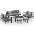 thumbnail image 3 of RoyalCraft Aluminum Outdoor Patio Furniture Set with Footrest, Modern Patio Conversation Sets, Outdoor Sectional Metal Sofa with 5 Inch Cushion and Coffee Table for Balcony, Garden, Grey, 3 of 9