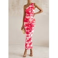 thumbnail image 4 of Vestido PRETTYGARDEN de un Hombro con Fruncido y Estampado Floral Rosa M, 4 of 8