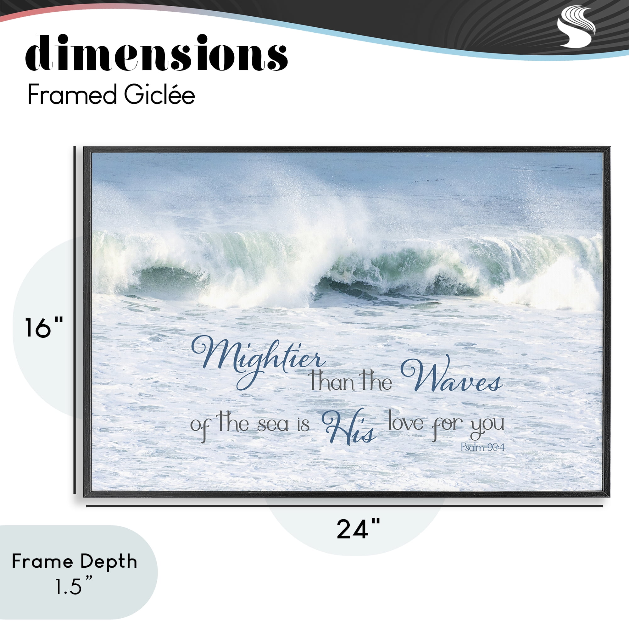 Stupell Industries Mightier Than The Waves Black Framed Giclee Art, design by Kathy Mansfield