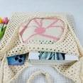 thumbnail image 2 of Bolso Hobo Tejido para Mujer Lindo Mano Con Lazo Ganchillo Viajes Al Aire Libre () Rosa, 2 of 5