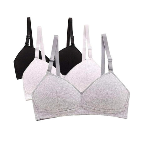 

MANJIAMEI Juniors Teen Girls Light Cotton Training Bra Wireless Everyday Bras A-Cup Bra 3 PACK 34