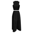 thumbnail image 4 of Homenesgenics Outfit Sets Women Skirt Women's Spring and Summer Casua Round Neck Vest Shirt Medium Length Breasted Dress Two Piece Set Blue M, 4 of 5