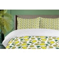 thumbnail image 4 of Ambesonne Lemons Duvet Cover Sets, Vivid Summer Citrus Blossom, 2-Queen, Yellow and Green, 4 of 7