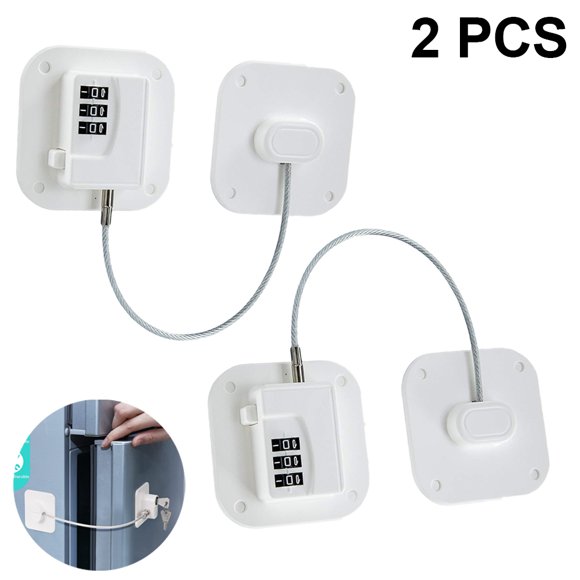 2 Pack Refrigerator Lock - Heavy Duty Combination Fridge Lock, Child/Baby Proofing Lock for Cabinets, Closets, Drawers, Window and More, Easy Install and Use