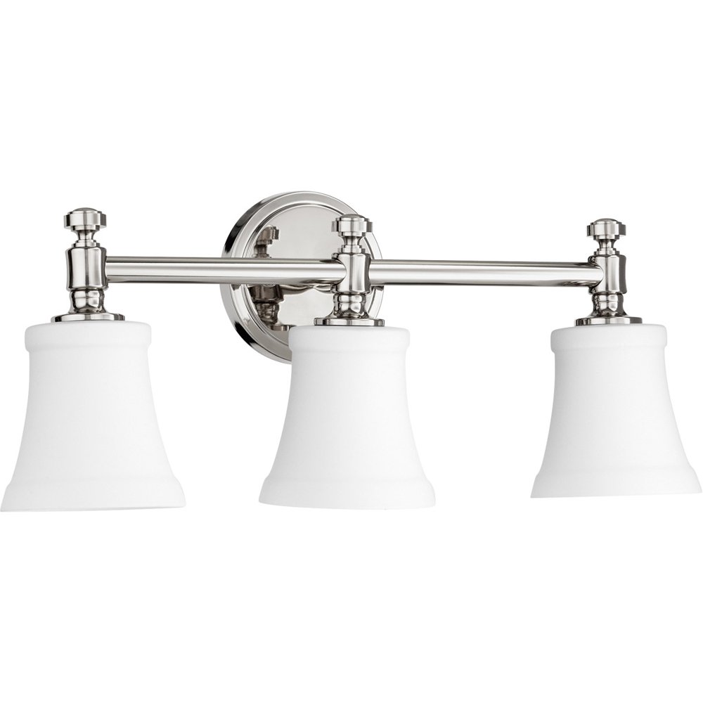 Bathroom Vanity 3 Light With Polished Nickel Finish Medium Base Bulbs