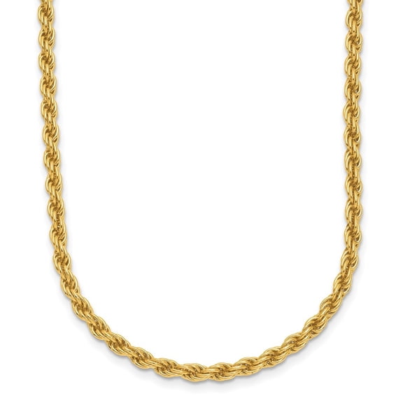 Diamond2Deal 18K Yellow Gold Polished 3.1mm Solid Rope Chain Necklace for Women 18"