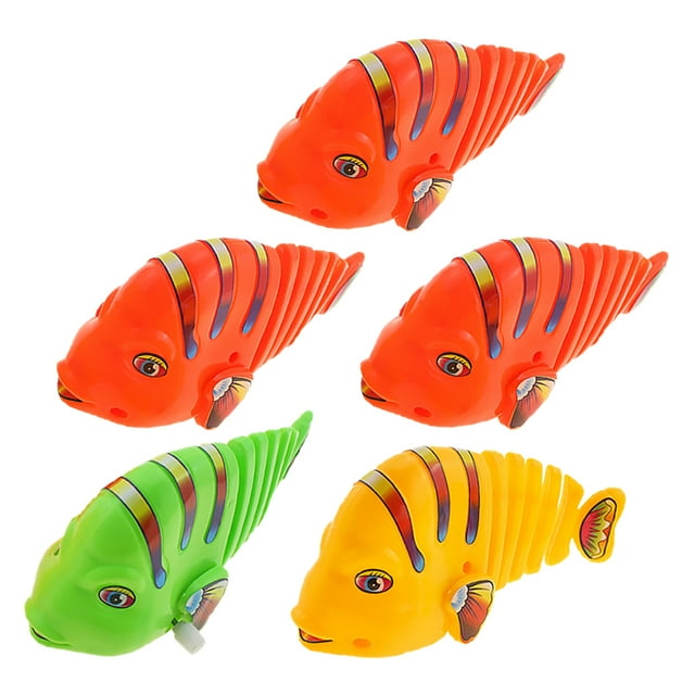 KAKOWELY Poissons à Bascule 5 Pcs Jouets Poissons à Remonter en Plastique Jouet Poisson à Remonter 5.51"X2.76"X2.36 Pouces