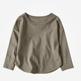 thumbnail image 3 of DJDLJWCJ Kids Boys Cotton Long Sleeve Tee Crewneck Loose Fit Basic Tees Tops Stretch Soft Comfortable Shirts Khaki Size 10, 3 of 9