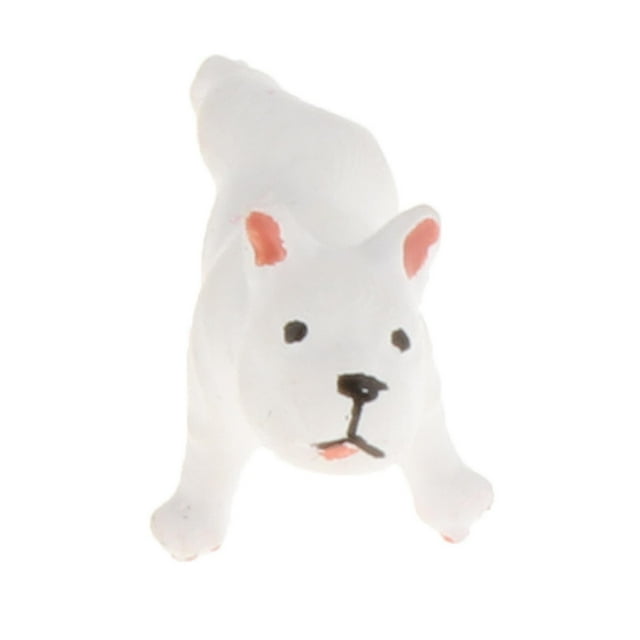 Figura de perro miniatura para garaje, escala 1/64, para diorama, bricolaje, accesorios Orinando Blanco