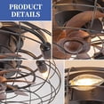 thumbnail image 4 of 18 Inch Caged Ceiling Fan with Light and Remote, Rustic Black Flush Mount Outdoor Ceiling Fan for  Bedroom Kitchen Living Room, 4 of 8