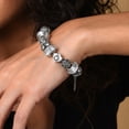 thumbnail image 2 of SOHI Women Silver-Toned Black Silver-Plated Wraparound Bracelet, 2 of 4