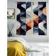 thumbnail image 3 of Navy Blue Burnt Orange Sheer Curtains 63 Inch Length 2 Panels Set, Geometric Retro Abstract Voile Window Treatment Rod Pocket Curtains Sheers Drapes for Bedroom/Living Room/Kitchen 52x"63"x2, 3 of 7