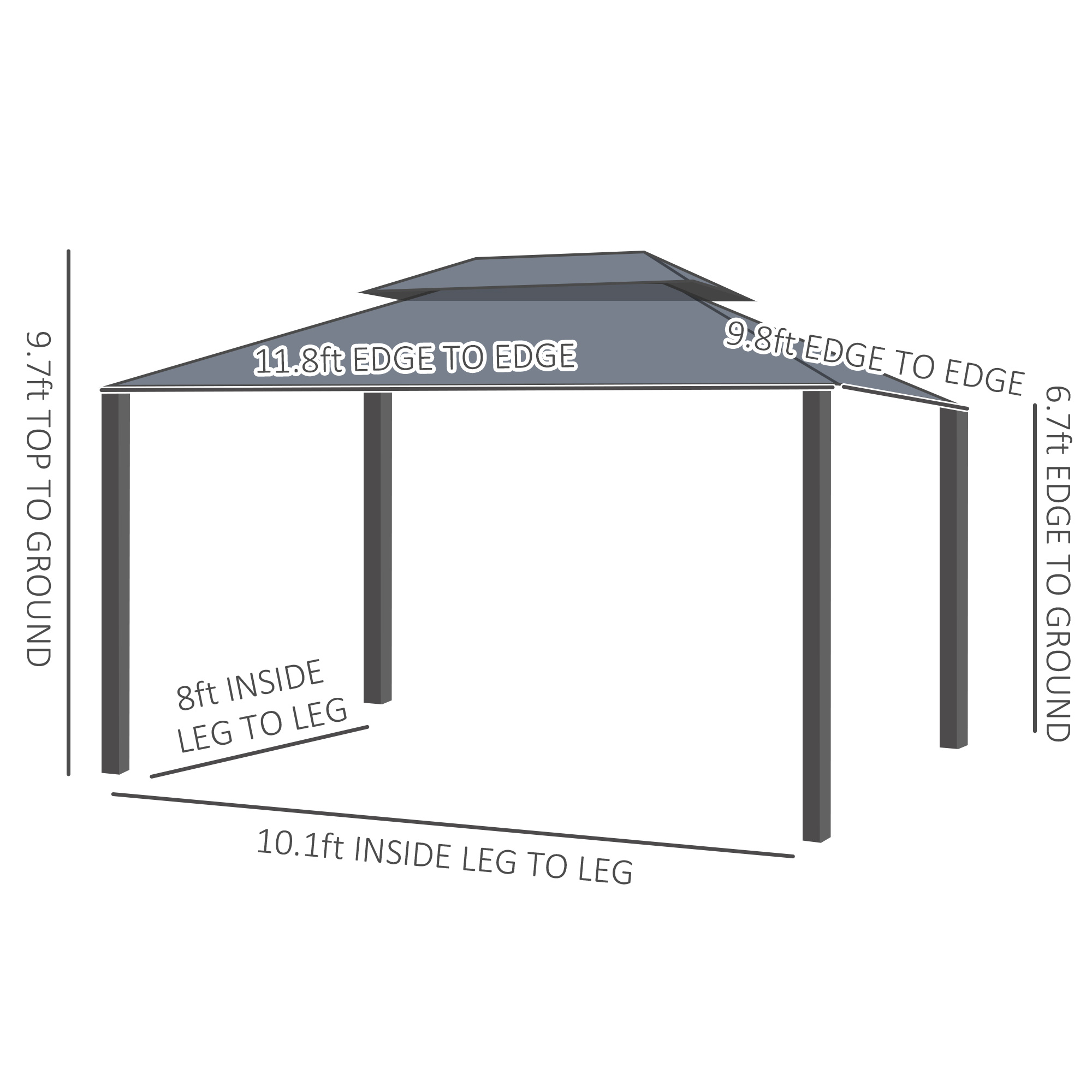 Outsunny 10' x 12' Hardtop Canopy Gazebo, Durability