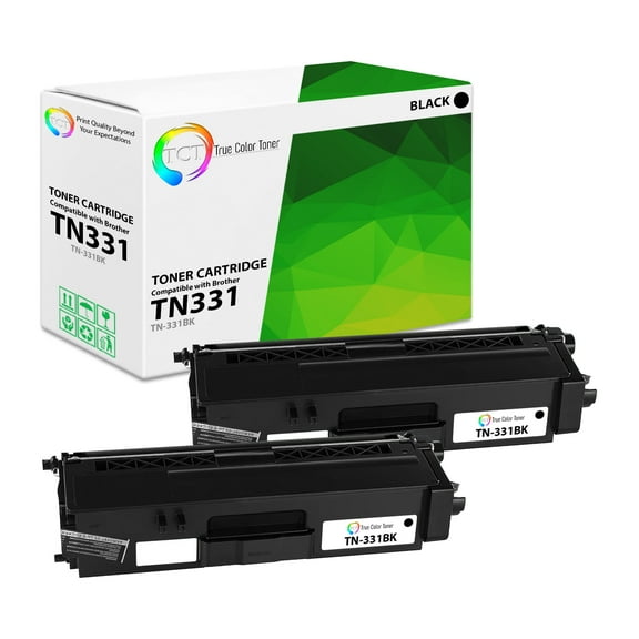 TCT TN331 Black Toner Cartridge 2 Pack - Compatible With Brother TN331 TN-331BK Black