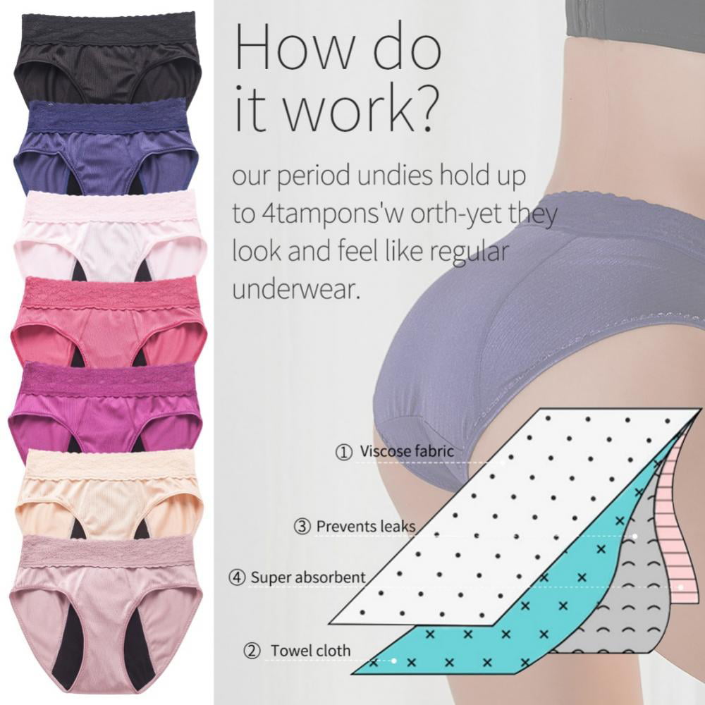 Menstrual Panties for Women 4 Layer Leak Proof Period Panties Lace Bikini  Menstrual Girls Heavy Flow