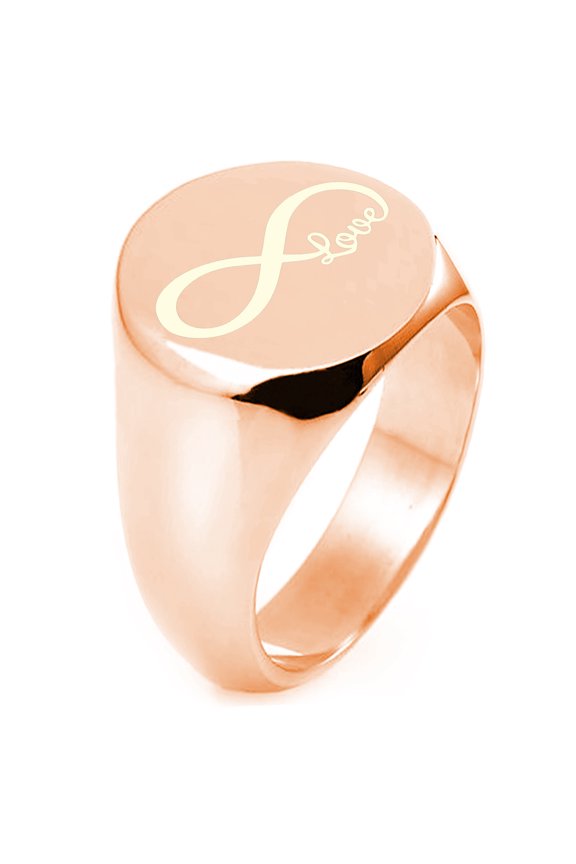 Sterling Silver Infinity Love Engraved Round Flat Top Polished Ring